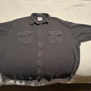 Women’s Aerie Gray Lumberjane Waffle Knit Button-Up Shirt